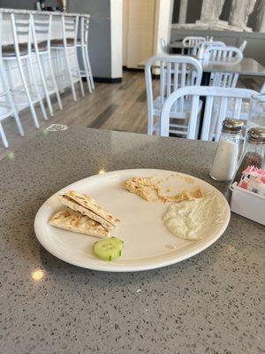 What's left of the complimentary hummus and tzatziki...