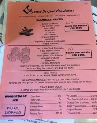 Clam bake season!!! Here's their prices