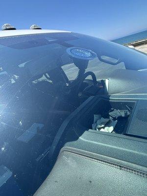 Another angle of broken windshield