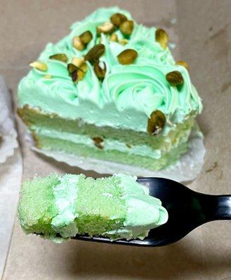 Pistachio cake slice