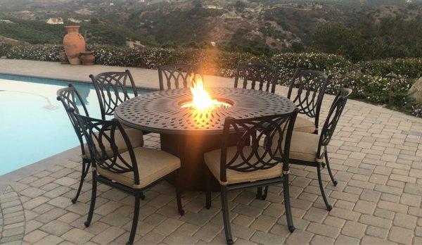 Beautiful 64" Firetable with 8 chairs and cushions. Couldn't believe the quality and price.