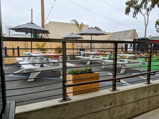 Outdoor picnic tables.