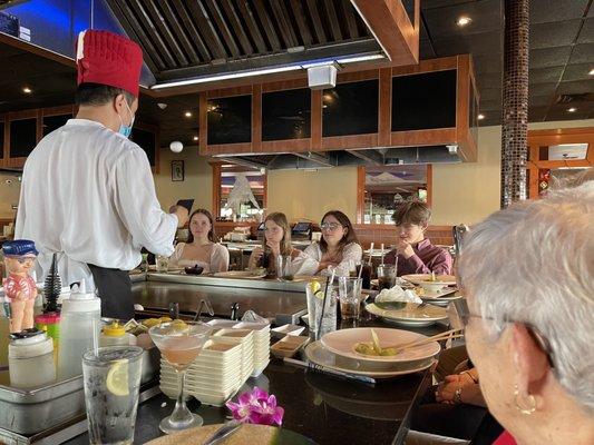 Fun hibachi chef with the kids.