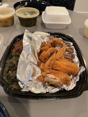 Chicken Wings  Collard Greens Candied Yams