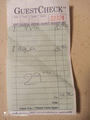 I asked for a receipt I thought it was too expensive this is what she wrote $20 for 7 mates 1 Agua Tamarindo $3.96 and tax $4.50 on 5-28-21