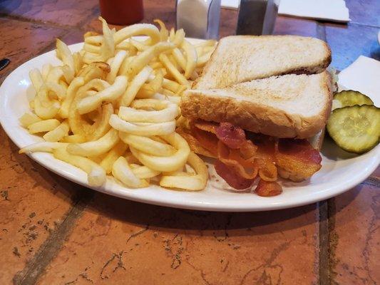 BLT with curly fries