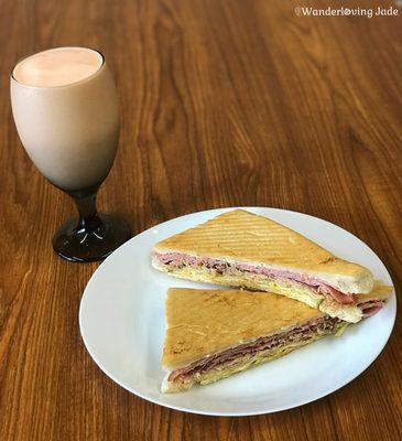 Classic Cuban Sandwich & Papaya Smoothie.