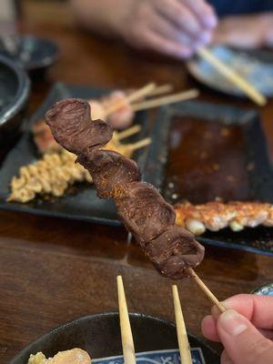 Chicken heart yakitori