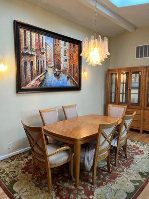 Sage green dining room in San Leandro