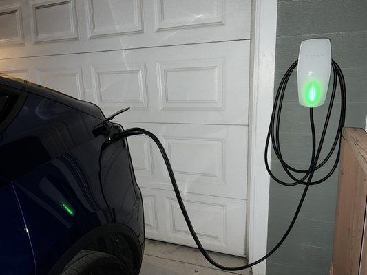 Tesla charger installation.