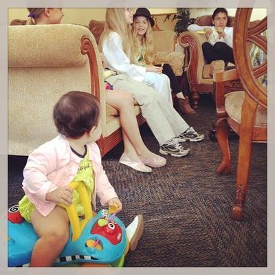 Hazel at Children's Time in the larger nursery, she's still a little too small for the children's time. :)