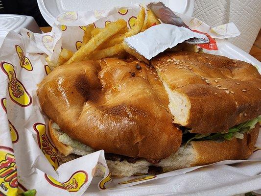 Fajita Torta and fries