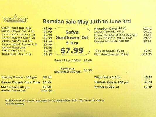 Ramadan sale at spiceshut, morrisville, NC