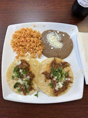 Birria Taco Combination Plate