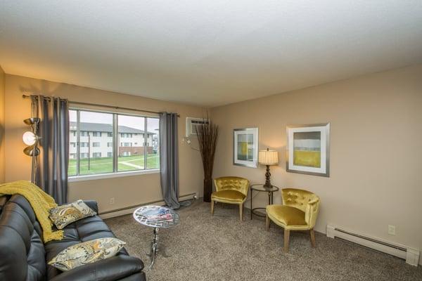 Large living room with natural light