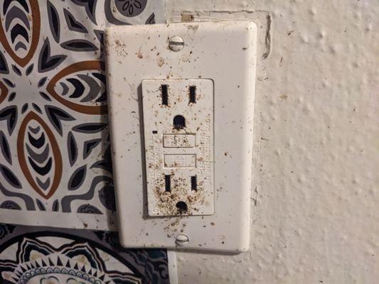 Kitchen electrical outlets blew up a long time ago, never fixed.