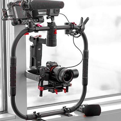 Sony A7Sii rig with DJI Ronin M Cage Gimbal, Atomos Video Recorder, GoPro Hero 6 black, and Sennheisser MKH 416...