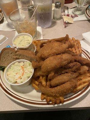 Double order of Broasted Perch with Crosscut potatoes.