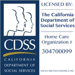 Licensed by the California Department of Social Services. Home Care Organization # 304700099