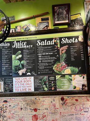 Juice menu