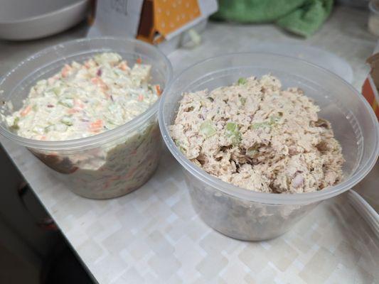 Large potato salad and tuna salad $18