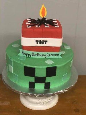 My daughter's Minecraft cake!