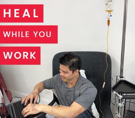 We have wifi and plus at the IV Lounge so for those working from home, why not also heal while you work?