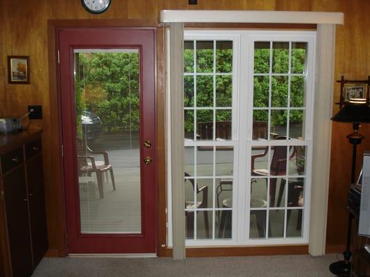 tempered glass windows and door (with internal blinds)