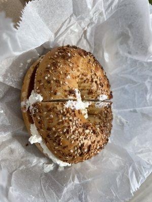 Everything bagel with cream cheese