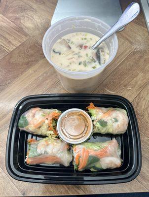 Shrimp Tom Kha and Garden Roll