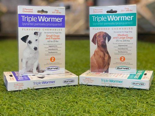 Triple Wormer® is a broad spectrum de-wormer for the treatment and control of roundworms, hookworms and tapeworms! Sold at Pet-Vet Supply!