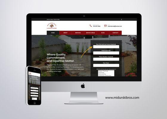 Midurski Landscaping Bros new website in Stoughton, MA