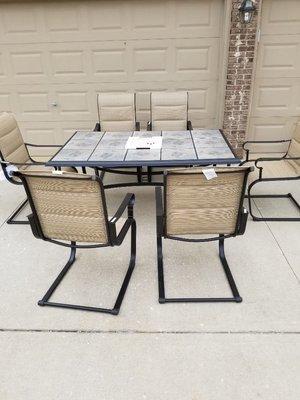 A patio set assembled for a in-home customer