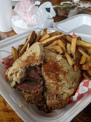 Reuben sandwich with fries