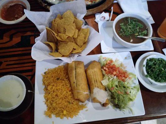 Don Ramon's serves "frijoles de olla".....#YUM!  Delicious chimichangas that are stuffed with scrumptious fillings of your choice!