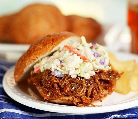 My version of Carolina StyleBBQ pulled pork with homemade coleslaw