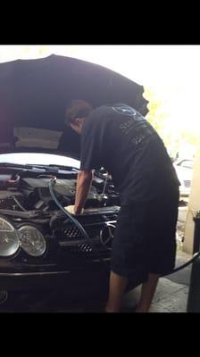 The owner mike working on my car himself!