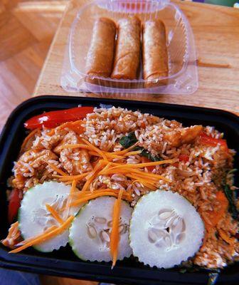 Spring Roll with Chicken Thai Fried Rice