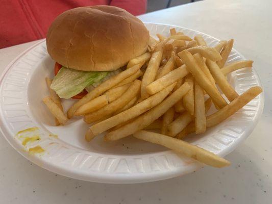 Burger and fries