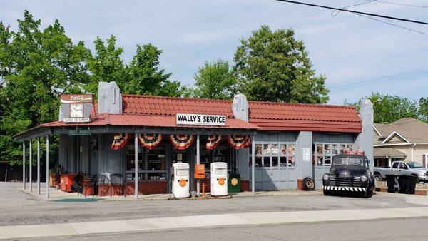 View of Wally's Service Station