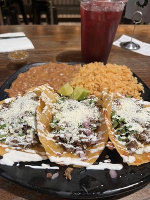 Loaded Street Taco plate w watermelon drink