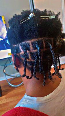 Starting individual braids with natural hair