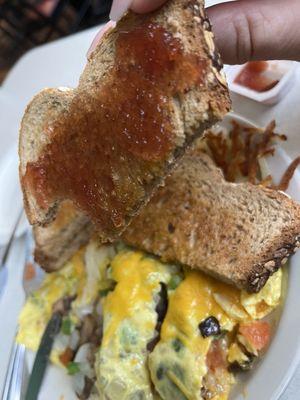 Three egg veggie omelet