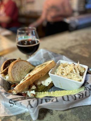 Their pesto chicken flatbread and "Funeral Potatoes," which were savory and delightful