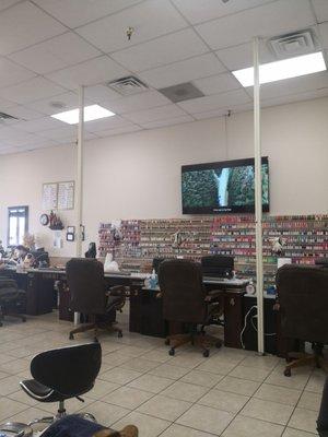 Watching TV as they start up my pedicure in the massage chair.