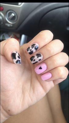 Cute Cow Print Acrylic Nails