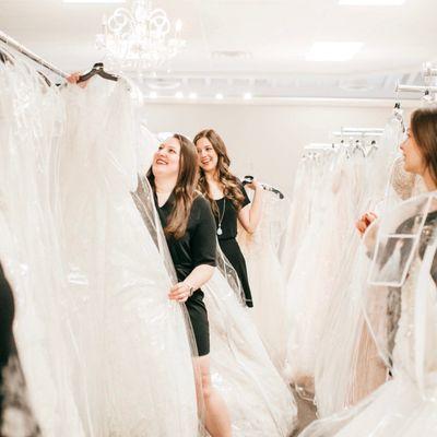 Hundreds of wedding dresses for every style, shape, size, and budget in our Fishers Bridal Boutique!