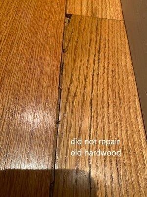 They just stained over the damaged wood they were supposed to repair