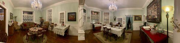 Open space living & dining room. To play games, read a book or relax with a complementary, tea, coffee or hot cocoa