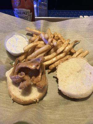 Fried perch sandwich